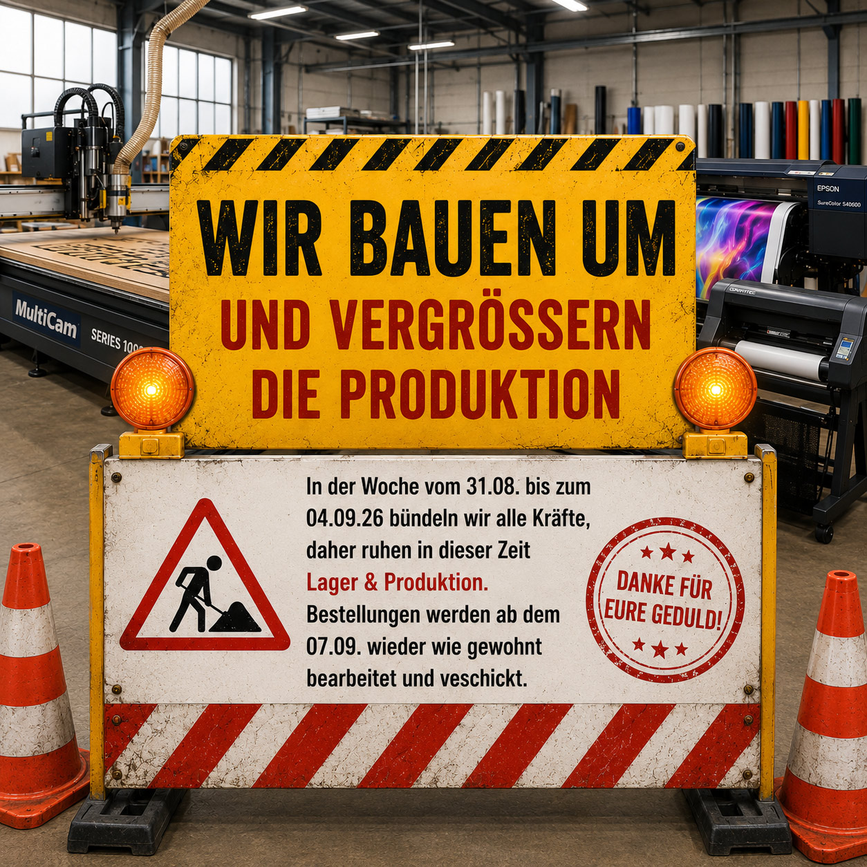 Wir bauen um!
