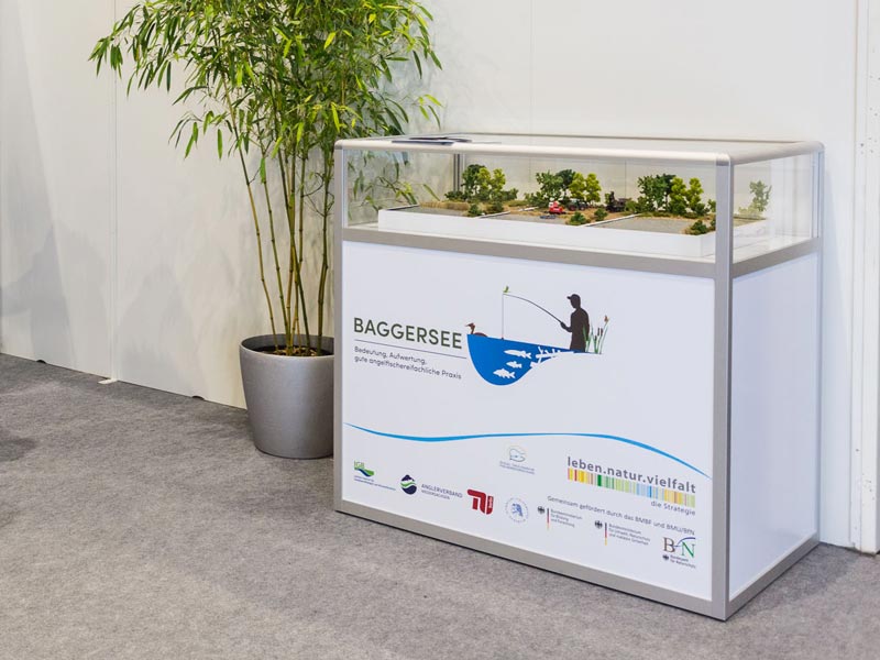 Foto der kompletten Vitrine mit Modellandschaft.