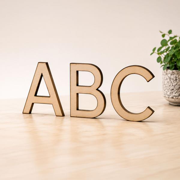 Lasergeschnittene 3D-Buchstaben aus MDF