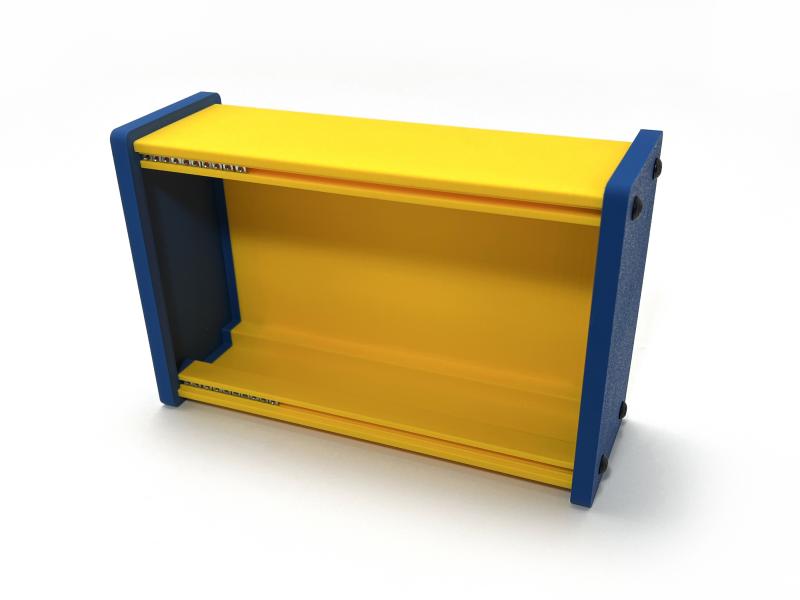 Eurorack Case aus PLA Korpus gelb Seitenteile himmelblau