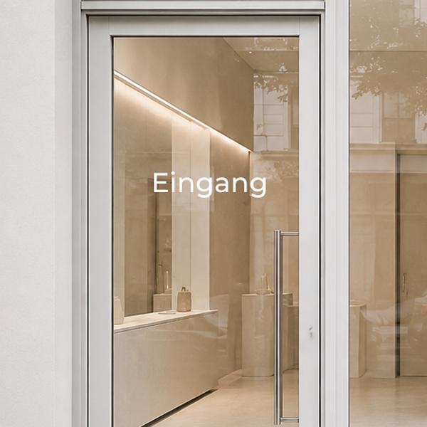 SK-Folie als Schriftzug Eingang, fertig zum verkleben