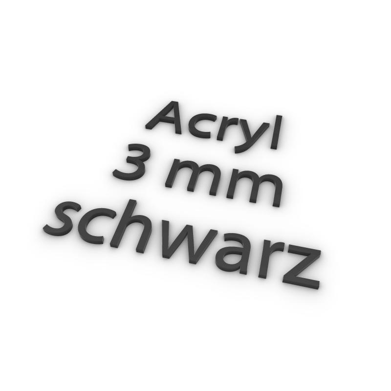 Acrylbuchstaben, lasergeschnitten, aus 3 mm schwarzem Acryl