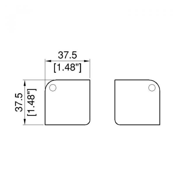 Preview: Maßzeichnung der Flachecke 37,5 mm Kantenlänge, schwarz beschichtet