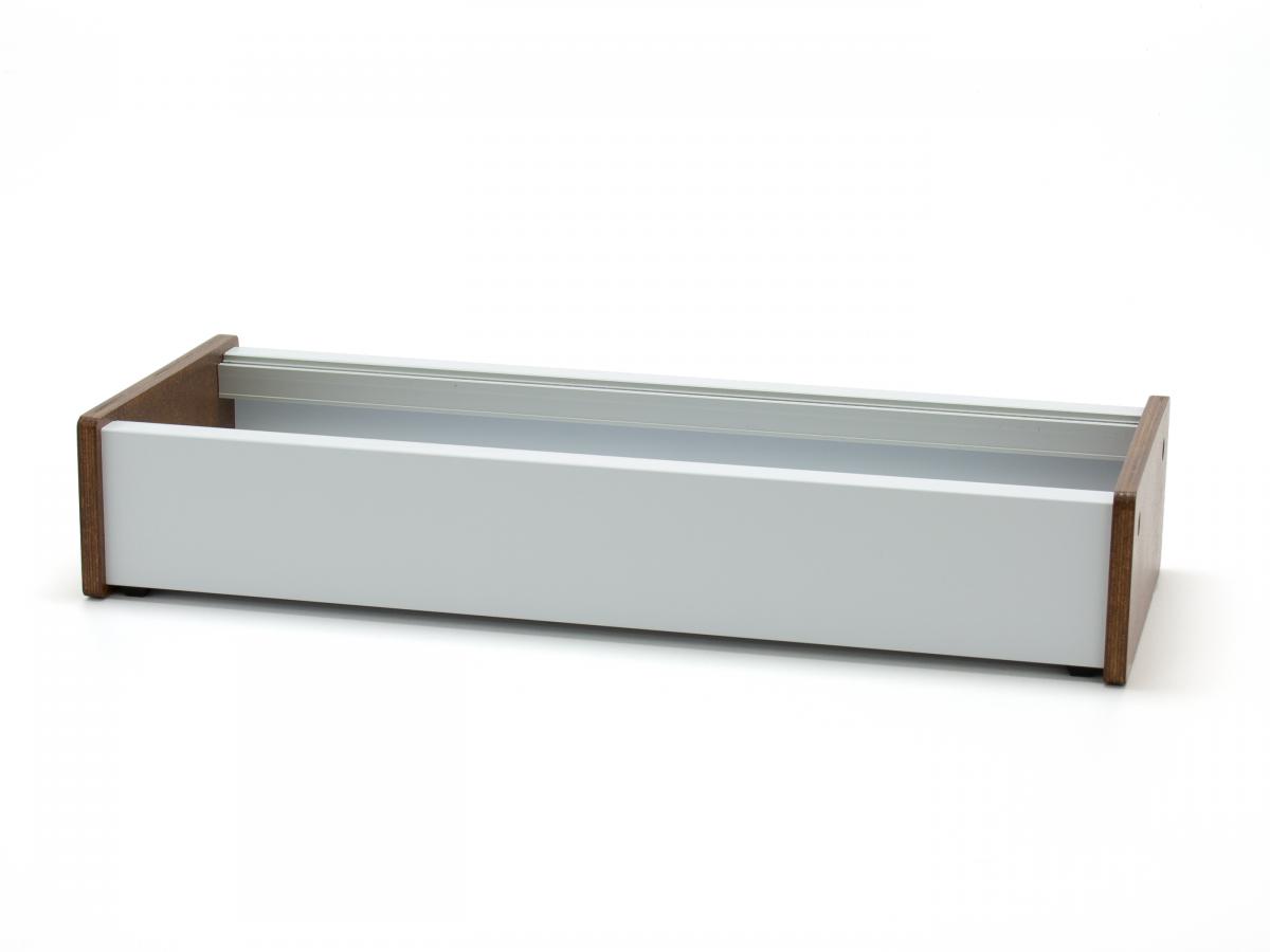 Skiff-Case aus Alu-Verbundmaterial in weiß-seidenmatt mit Holz-Seitenteilen