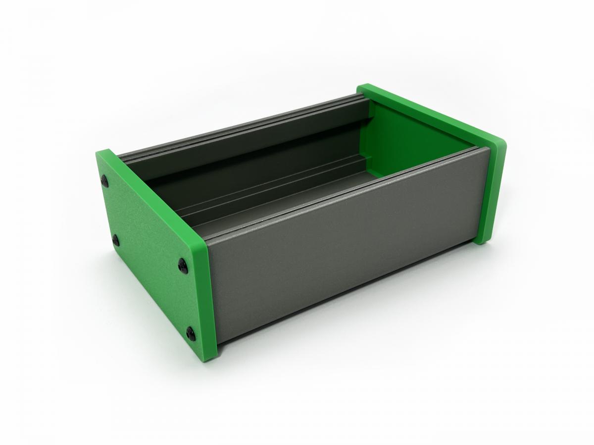 Eurorack Case aus PLA Korpus silbergrauSeitenteile grün