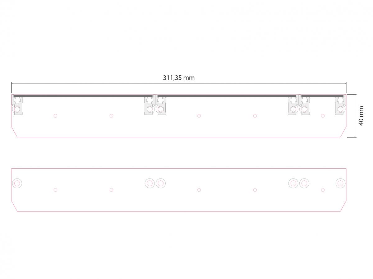 Detailzeichnung der Rail Brackets in der Ausführung 7U - gerade